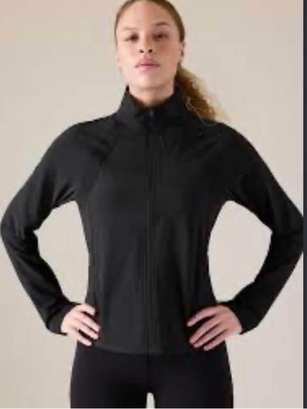 Women's Black Zip-Up Performance Jacket Athleta Run with it XL tall NWT sleek